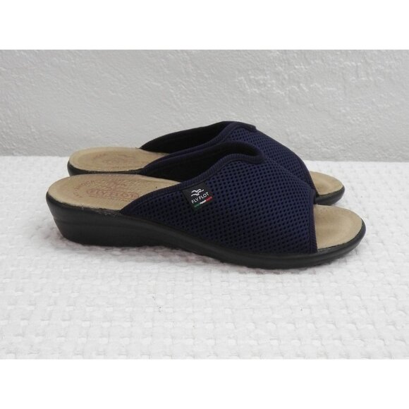 Fly Flot Blue Mesh Slide Sandals Women’s Anti-Shock Wedge Slip On Size EU 37 US - Picture 1 of 10